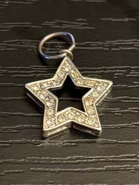Vintage Silver Tone Rhinestone Open Star Pendant